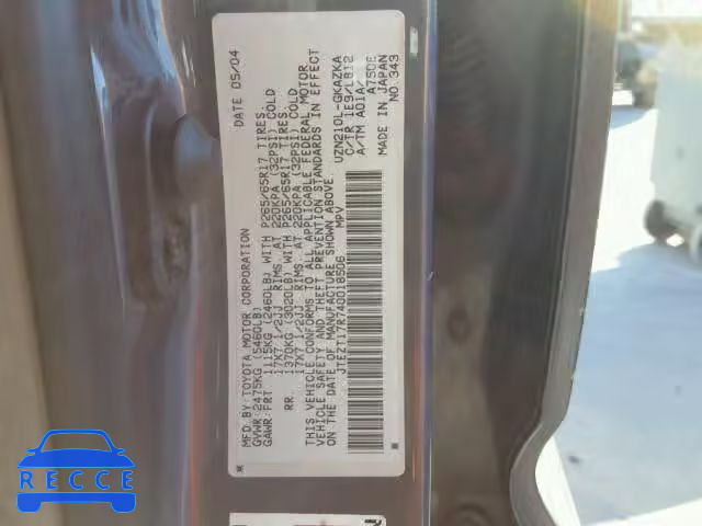 2004 TOYOTA 4RUNNER LI JTEZT17R740018506 image 9