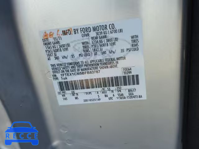 2011 FORD F150 SUPER 1FTEX1CM5BFB83787 image 9
