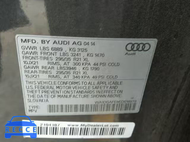 2014 AUDI Q7 PRESTIG WA1DGAFE9ED018979 image 9