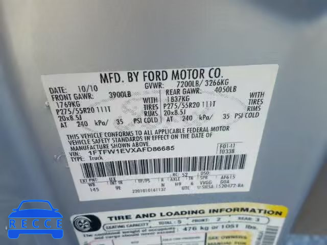 2010 FORD F150 SUPER 1FTFW1EVXAFD86685 image 9