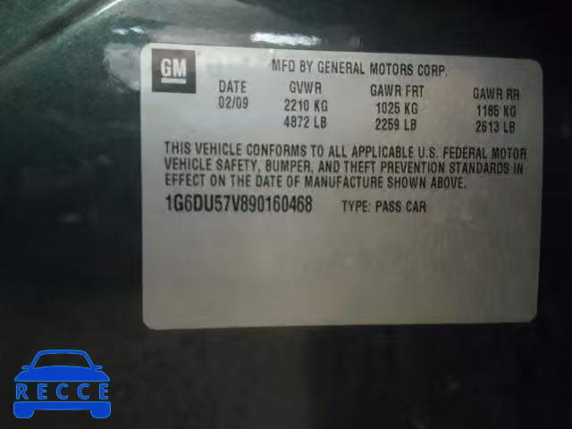 2009 CADILLAC CTS HI FEA 1G6DU57V890160468 image 9