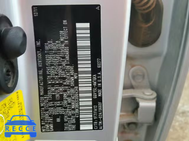 2012 TOYOTA VENZA LE 4T3BK3BB2CU064348 image 9