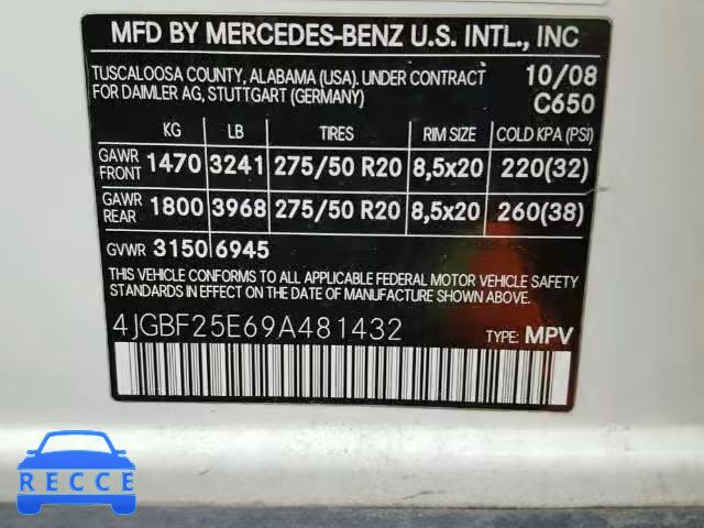 2009 MERCEDES-BENZ GL 4JGBF25E69A481432 image 9