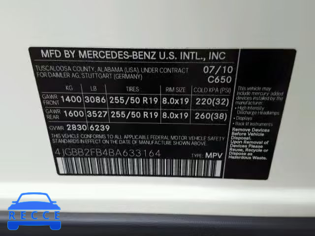 2011 MERCEDES-BENZ ML 350 BLU 4JGBB2FB4BA633164 image 9
