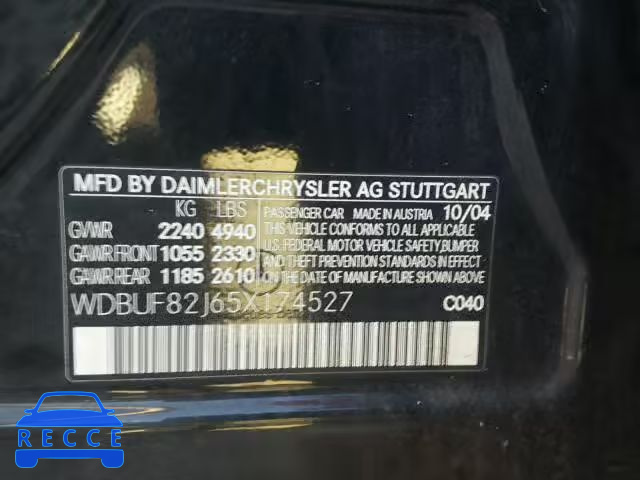 2005 MERCEDES-BENZ E 320 4MAT WDBUF82J65X174527 image 9