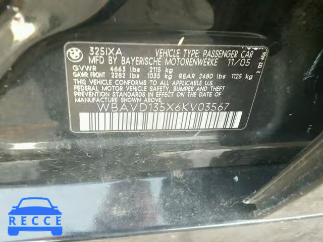 2006 BMW 325 XI WBAVD135X6KV03567 image 9