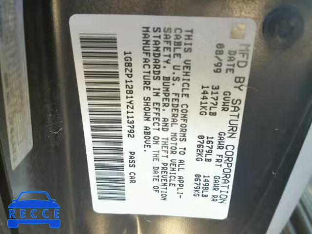 2000 SATURN SC1 1G8ZP1281YZ113792 image 9
