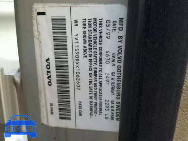 1999 VOLVO S80 T6 TUR YV1TS90DXX1062602 image 9