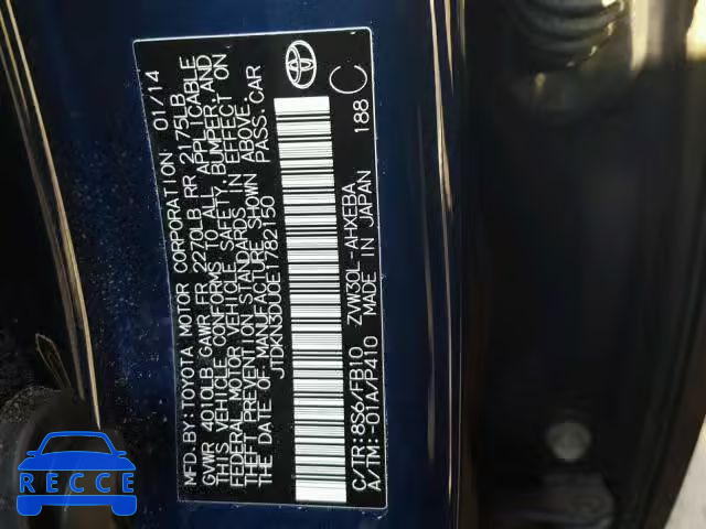 2014 TOYOTA PRIUS JTDKN3DU0E1782150 image 9