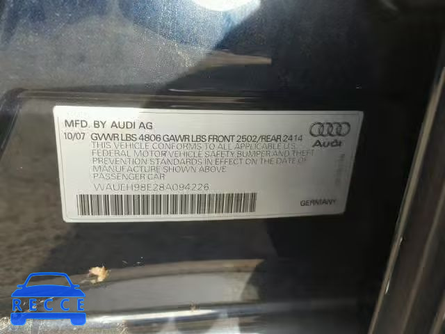 2008 AUDI A4 S-LINE WAUEH98E28A094226 image 9