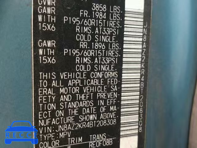 2011 NISSAN CUBE BASE JN8AZ2KR4BT208308 image 9