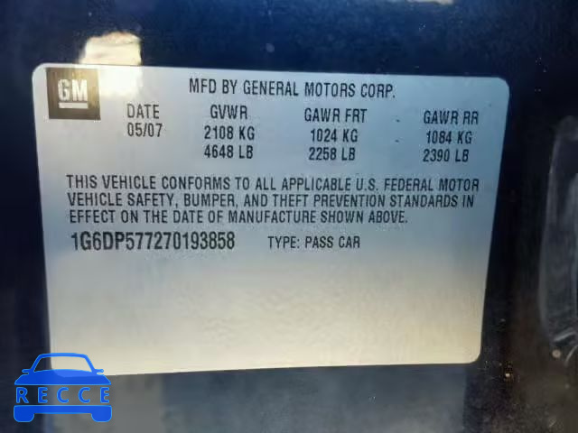 2007 CADILLAC CTS HI FEA 1G6DP577270193858 image 9