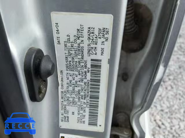 2004 TOYOTA 4RUNNER LI JTEBT17R040039943 image 9