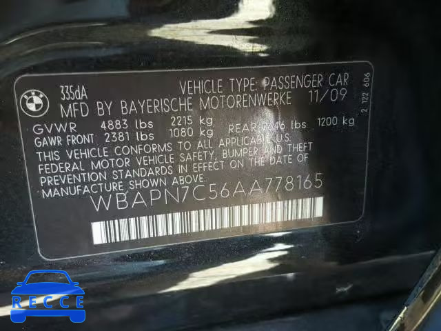 2010 BMW 335 D WBAPN7C56AA778165 image 9