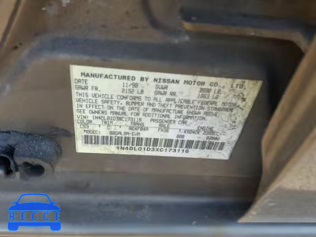 1999 NISSAN ALTIMA XE 1N4DL01D3XC173116 image 9