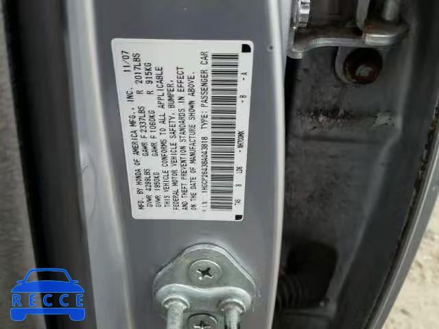 2008 HONDA ACCORD LXP 1HGCP26438A043818 image 9