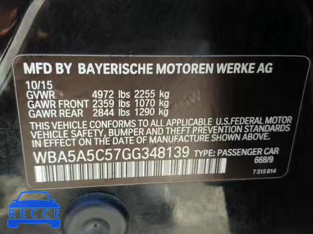 2016 BMW 528 I WBA5A5C57GG348139 image 9