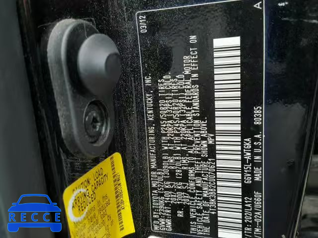 2012 TOYOTA VENZA LE 4T3BK3BB2CU070621 image 9