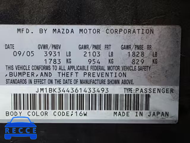 2006 MAZDA 3 HATCHBAC JM1BK344361433493 image 9