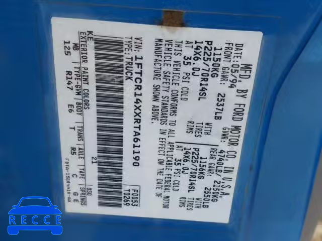 1994 FORD RANGER SUP 1FTCR14XXRTA61190 image 9
