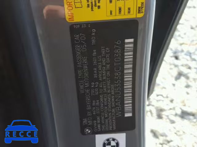 2008 BMW 528 I WBANU53538CT03876 image 9
