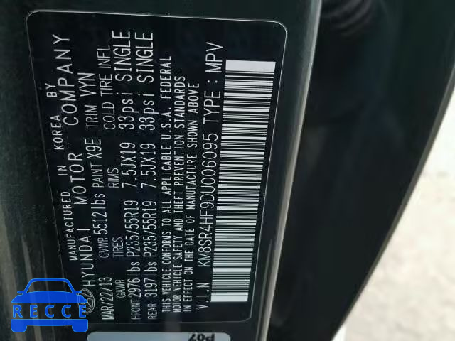 2013 HYUNDAI SANTA FE L KM8SR4HF9DU006095 image 9