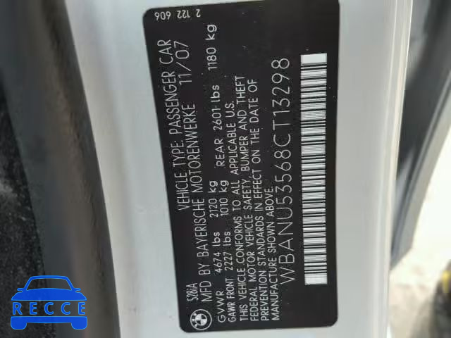 2008 BMW 528 I WBANU53568CT13298 image 9