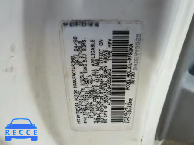 1998 TOYOTA SIENNA LE 4T3ZF13C1WU052663 image 9