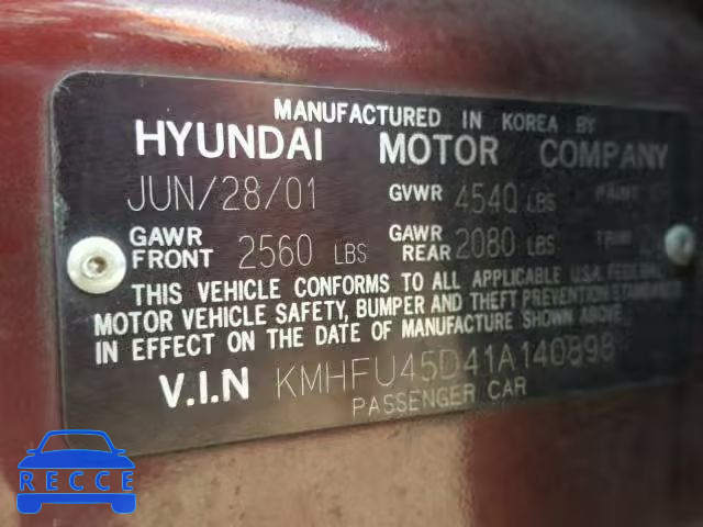 2001 HYUNDAI XG 300 KMHFU45D41A140898 image 9