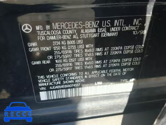 1999 MERCEDES-BENZ ML 320 4JGAB54E8XA074557 image 9