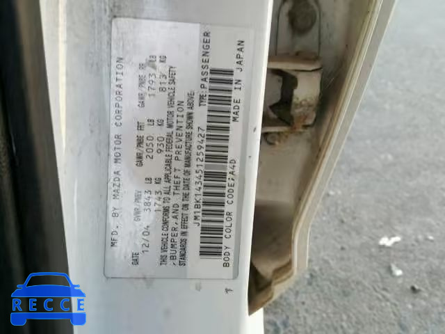 2005 MAZDA 3 HATCHBAC JM1BK143451259427 image 9