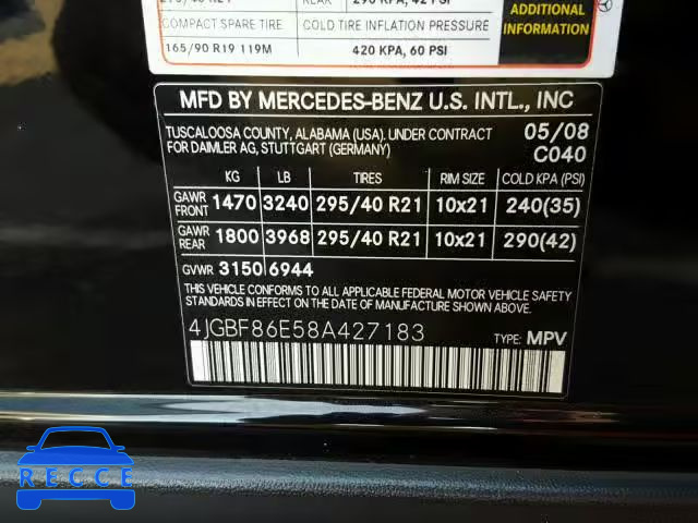 2008 MERCEDES-BENZ GL 550 4MA 4JGBF86E58A427183 image 9