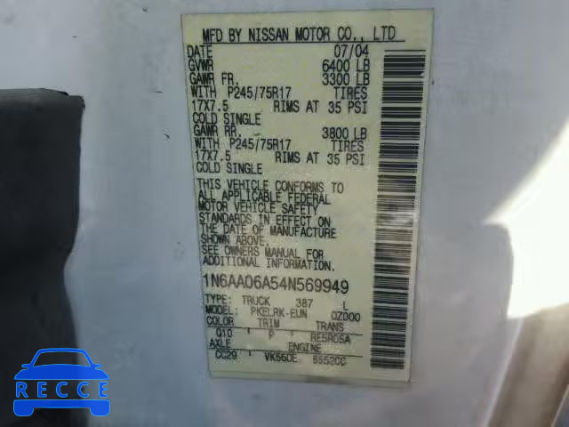 2004 NISSAN TITAN XE 1N6AA06A54N569949 image 9