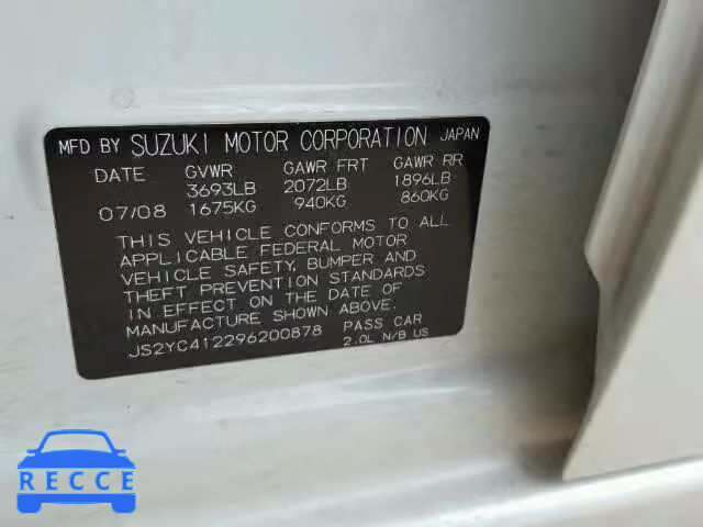 2009 SUZUKI SX4 BASE JS2YC412296200878 image 9