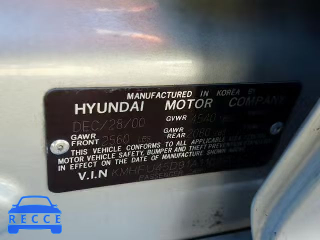 2001 HYUNDAI XG 300 KMHFU45D91A110490 image 9