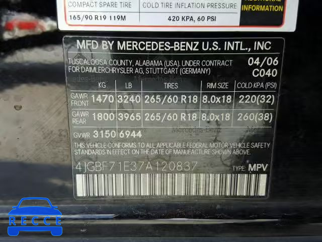 2007 MERCEDES-BENZ GL 450 4MA 4JGBF71E37A120837 image 9