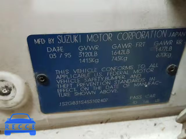 1995 SUZUKI ESTEEM GL JS2GB31S4S5102407 image 9