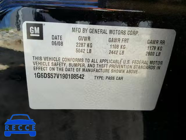 2009 CADILLAC CTS HI FEA 1G6DS57V190108542 image 9