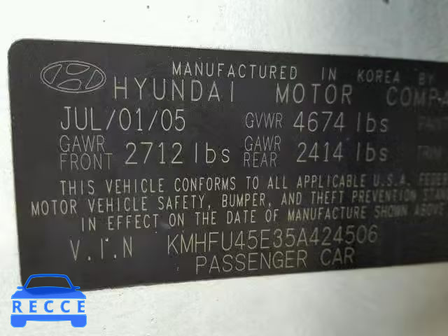 2005 HYUNDAI XG 350 KMHFU45E35A424506 image 9