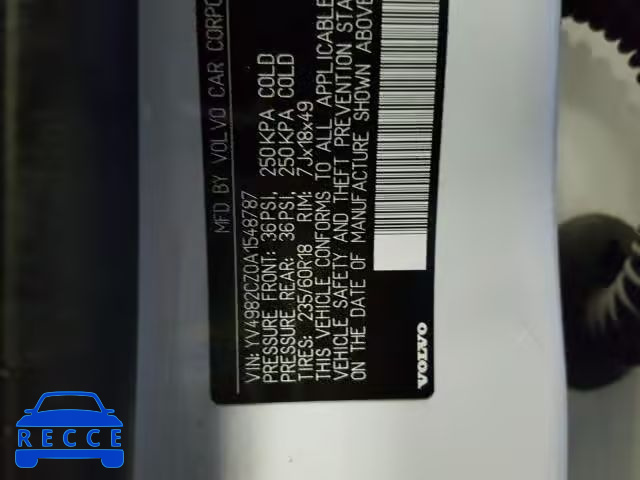 2010 VOLVO XC90 3.2 YV4982CZ0A1548787 image 9