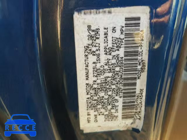 1998 TOYOTA SIENNA LE 4T3ZF13C9WU035934 image 9