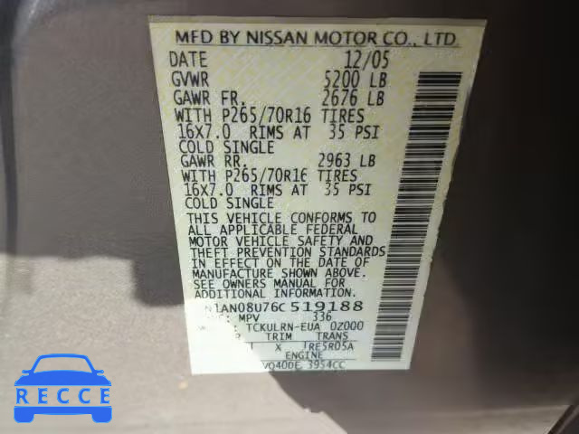 2006 NISSAN XTERRA OFF 5N1AN08U76C519188 image 9