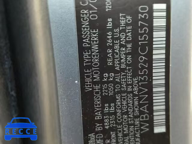 2009 BMW 528 XI WBANV13529C155730 image 9