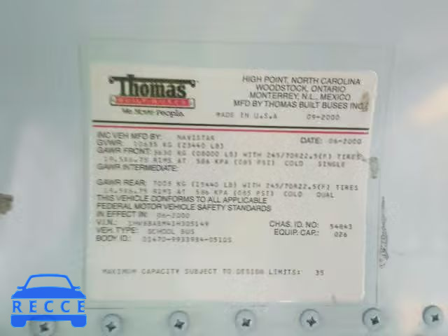 2001 INTERNATIONAL 3000 3800 1HVBBABM41H305149 image 9