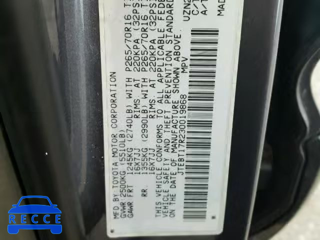 2003 TOYOTA 4RUNNER LI JTEBT17R230019868 image 9
