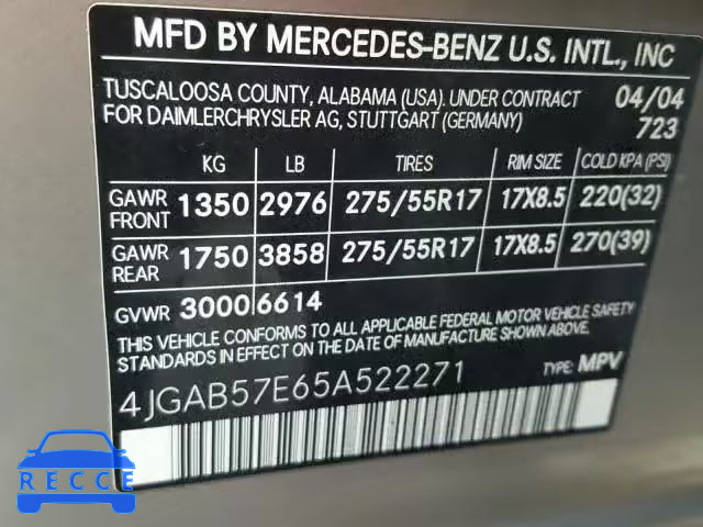 2005 MERCEDES-BENZ ML 350 4JGAB57E65A522271 image 9