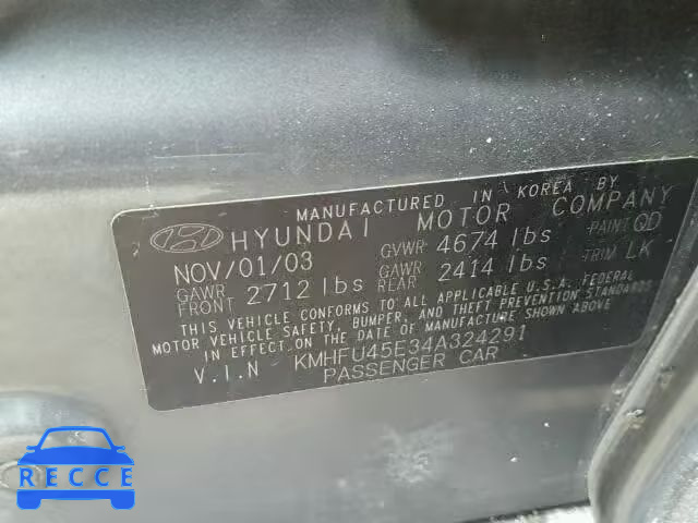 2004 HYUNDAI XG 350 KMHFU45E34A324291 image 9