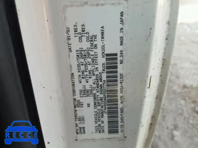1993 TOYOTA T100 JT4VD20A6P0007754 image 9