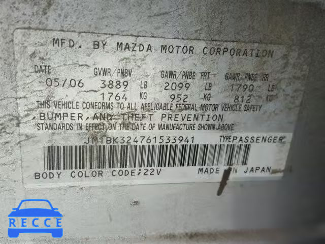 2006 MAZDA 3 S JM1BK324761533941 Bild 9