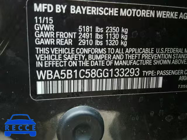 2016 BMW 535 I WBA5B1C58GG133293 зображення 9